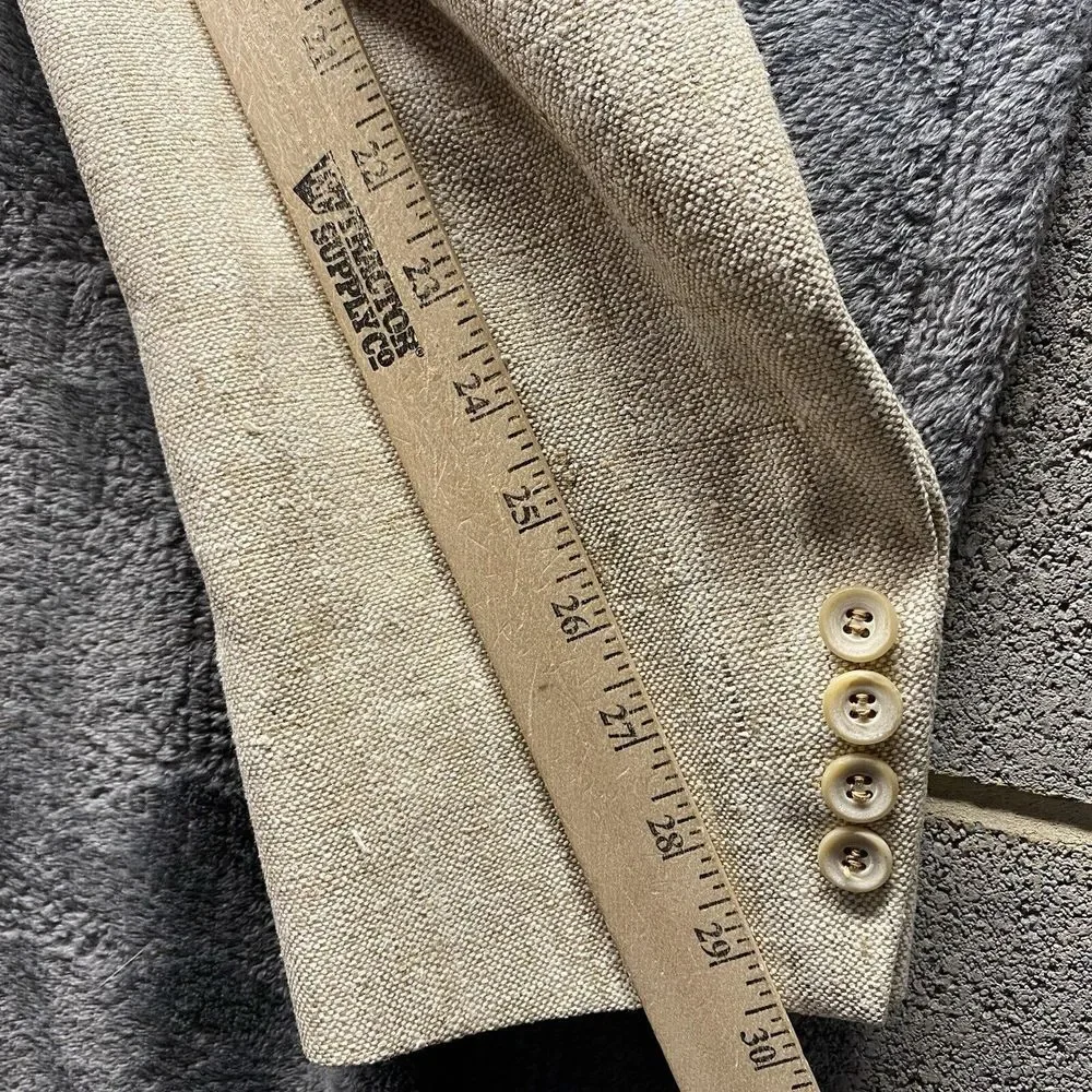 Vintage May D&F Rangoon Blazer Men‎ 40 (S) Matka Silk Beige 2-Button Sport Coat